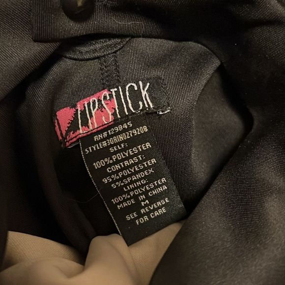 Lipstick Black Laser Cut Floral Form Fitting Dress Size M - Picture 6 of 6